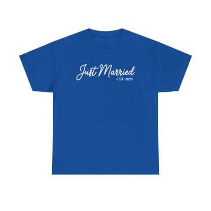 Just Married 2025 Honeymoon Wedding Couples Fiancee T-Shirt