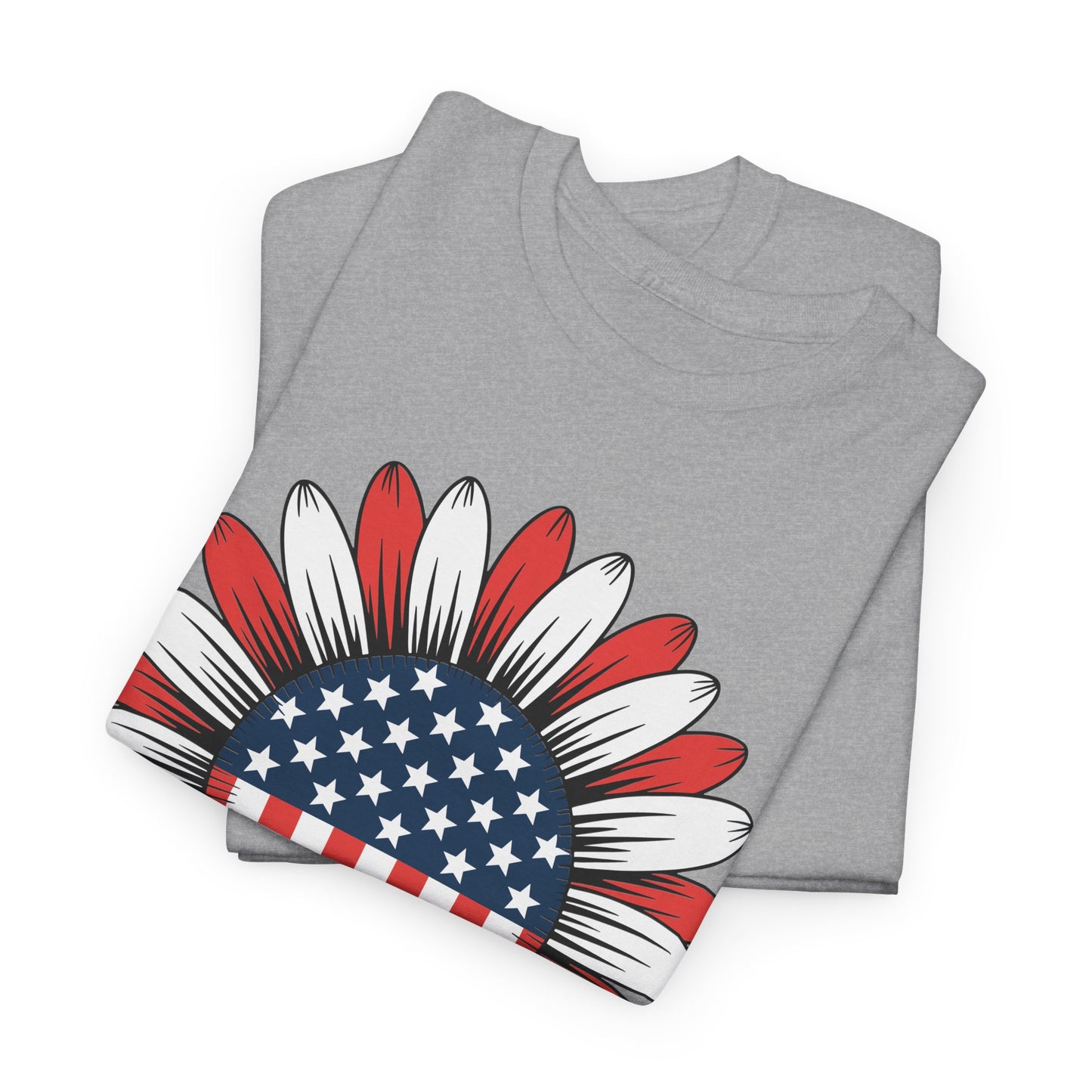 Sunflower American Flag 4th of July Women Men Merica USA T-Shirt