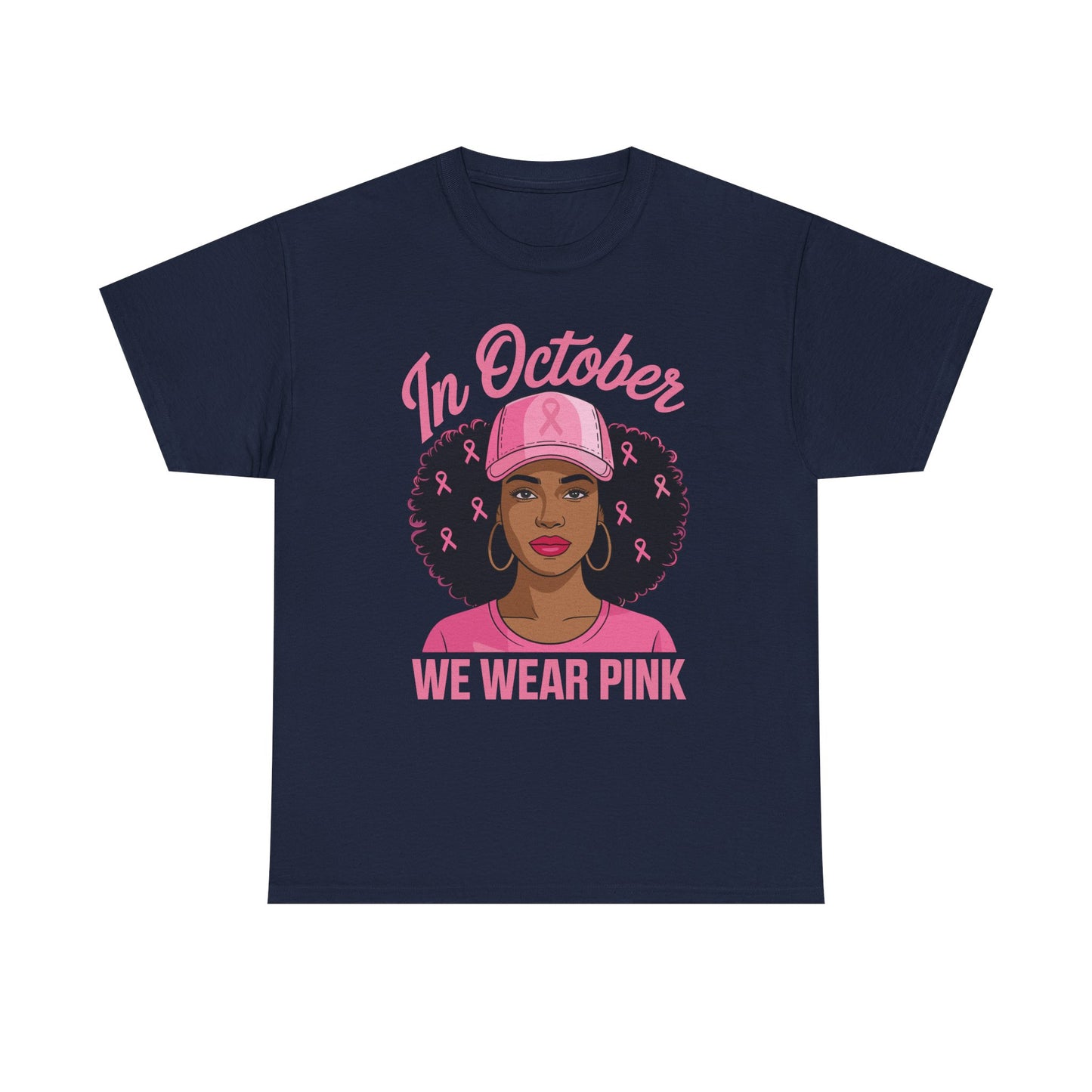 In October We Wear Pink Black Women Breast Cancer Awareness T-Shirt