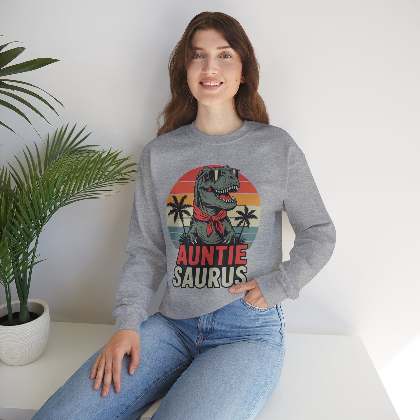 Auntiesaurus T Rex Dinosaur Auntie Saurus Family Matching Sweatshirt