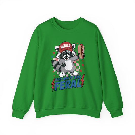 Red White And Feral Raccoon 4th of July Saying Meme Sweatshirt