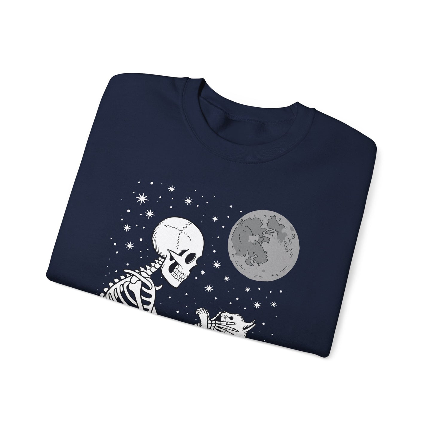 Skeleton Cat Skull Kitty Cute Goth Halloween Men Women Sweatshirt